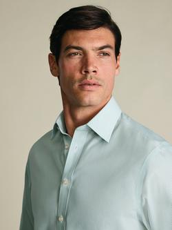 Charles Tyrwhitt Non-Iron Long Sleeve Poplin Shirt, Mid Green - view 2, Mid Green