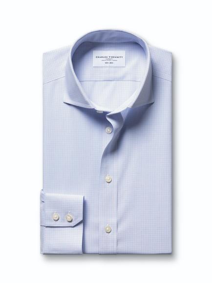 Charles Tyrwhitt Non-Iron Poplin Cotton Regular Fit Check Shirt, Lilac Purple - view 2, Lilac Purple