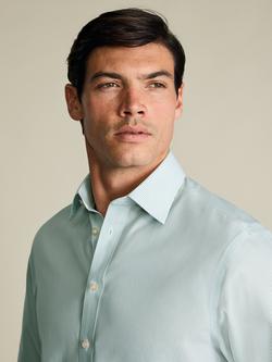 Charles Tyrwhitt Bengal Stripe Cutaway Collar Non-Iron Cotton Poplin Slim Fit Shirt - view 2, Mid Green