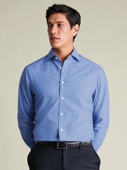 Charles Tyrwhitt Cutaway Collar Non-Iron Cotton Poplin Slim Fit Shirt, Mid Blue, Mid Blue