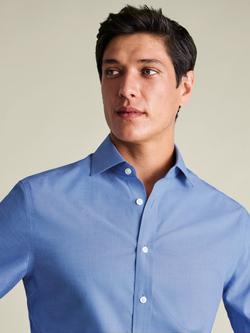 Charles Tyrwhitt Cutaway Collar Non-Iron Cotton Poplin Slim Fit Shirt, Mid Blue - view 2, Mid Blue