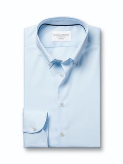 Charles Tyrwhitt Cotton Regular Fit Button-Down Check Oxford Shirt - view 2, Sky Blue
