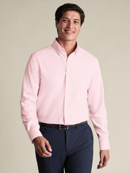 Charles Tyrwhitt Non-Iron Cotton Pinpoint Oxford Slim Fit Shirt, Light Pink, Light Pink
