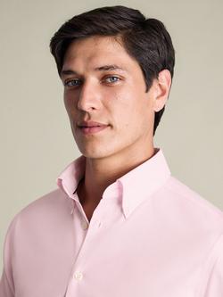 Charles Tyrwhitt Non-Iron Cotton Pinpoint Oxford Slim Fit Shirt, Light Pink - view 2, Light Pink
