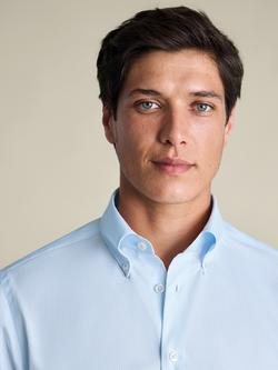 Charles Tyrwhitt Stripe Non-Iron Cotton Pinpoint Oxford Slim Fit Shirt, Sky Blue - view 2, Sky Blue