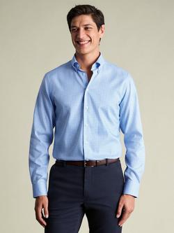 Charles Tyrwhitt Check Non-Iron Cotton Pinpoint Oxford Slim Fit Shirt, Cornflower Blue, Cornflower Blue