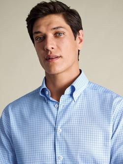 Charles Tyrwhitt Check Non-Iron Cotton Pinpoint Oxford Slim Fit Shirt, Cornflower Blue - view 2, Cornflower Blue