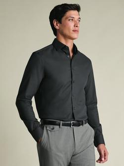 Charles Tyrwhitt Mid-Weight Cotton Dobby Weave Regular Fit Shirt, Charcoal Grey