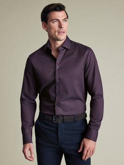 Charles Tyrwhitt Cutaway Collar Non-Iron Dobby Cotton Texture Slim Fit Shirt, Burgundy