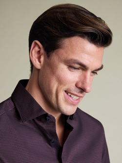 Charles Tyrwhitt Cutaway Collar Non-Iron Dobby Cotton Texture Slim Fit Shirt - view 2, Burgundy