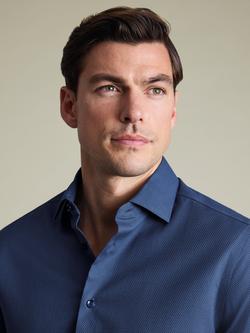 Charles Tyrwhitt Cutaway Collar Non-Iron Dobby Cotton Texture Slim Fit Shirt - view 2, Denim Blue