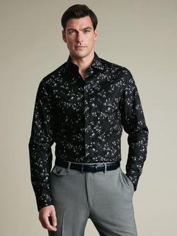 Charles Tyrwhitt Non-Iron Stretch Cotton Floral Print Classic Fit Shirt, Black, Black