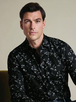 Charles Tyrwhitt Non-Iron Stretch Cotton Floral Print Classic Fit Shirt, Black - view 2, Black
