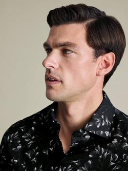Charles Tyrwhitt Floral Print Non-Iron Stretch Cotton Poplin Slim Fit Shirt, Black/Multi - view 2, Black/Multi