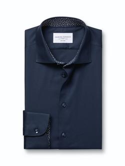 Charles Tyrwhitt Non-Iron Cotton Regular Fit Shirt, Navy - view 2, Navy