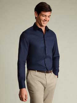 Charles Tyrwhitt Floral Print Trim Non-Iron Stretch Cotton Slim Fit Shirt, Navy, Navy