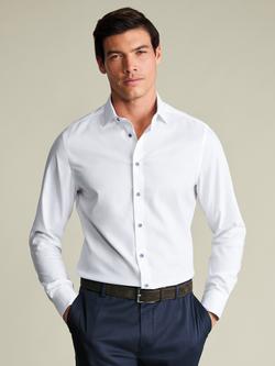 Charles Tyrwhitt Geo Print Trim Non-Iron Stretch Cotton Slim Fit Shirt, White, White