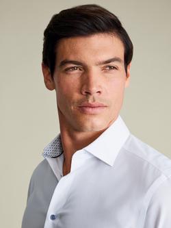 Charles Tyrwhitt Geo Print Trim Non-Iron Stretch Cotton Slim Fit Shirt, White - view 2, White