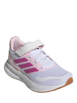 adidas Kids' Runfalcon Top Strap Trainers, White/Pink - view 2, White/Pink