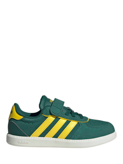adidas Kids' Breaknet Sleek Leather Blend Trainers, Green, Green
