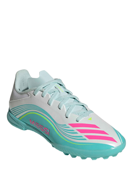 adidas Kids' F50 Messi League Turf Football Shoes, White/Multi - view 2, White/Multi