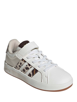adidas Kids' Grand Court 3.0 Trainers, White/Multi - view 2, White/Multi