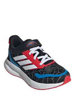 adidas Kids' Runfalcon Spider-Man Top Strap Trainers, Black/Multi - view 2, Black/Multi