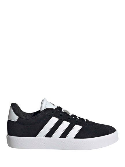 adidas Kids' VL Court 3 Suede Trainers, Black/White, Black/White