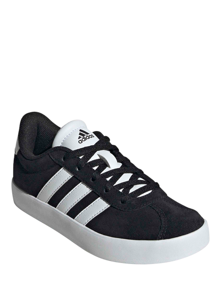 adidas Kids' VL Court 3 Suede Trainers, Black/White - view 2, Black/White