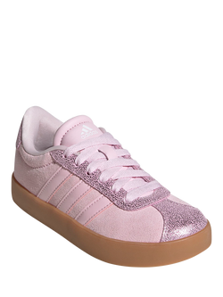 adidas Kids' VL Court 3 Suede Trainers, Pink - view 2, Pink