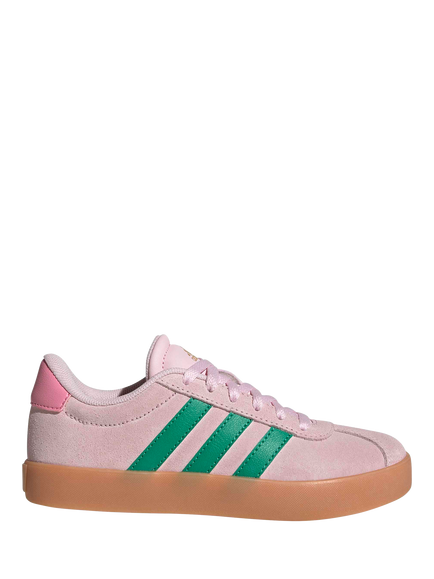 adidas Kids' VL Court 3 Suede Trainers, Pink/Green, Pink/Green