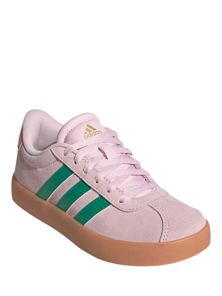 adidas Kids' VL Court 3 Suede Trainers, Pink/Green - view 2, Pink/Green