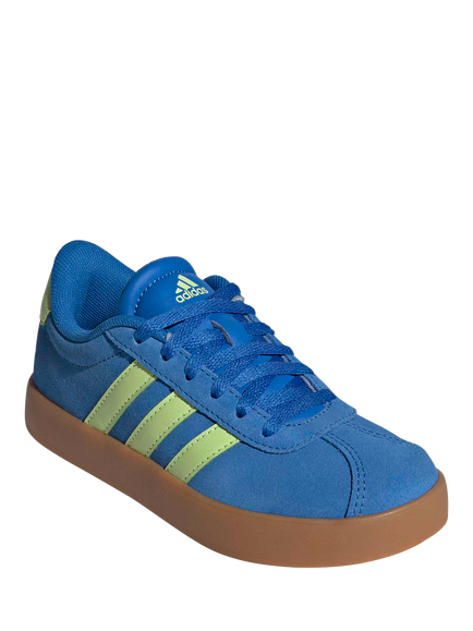 adidas Kids' VL Court 3 Suede Trainers, Blue/Green - view 2, Blue/Green