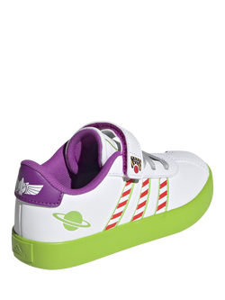 adidas Kids' Pixar Toy Story VL Court 3.0 Trainers, White/Green - view 2, White/Green