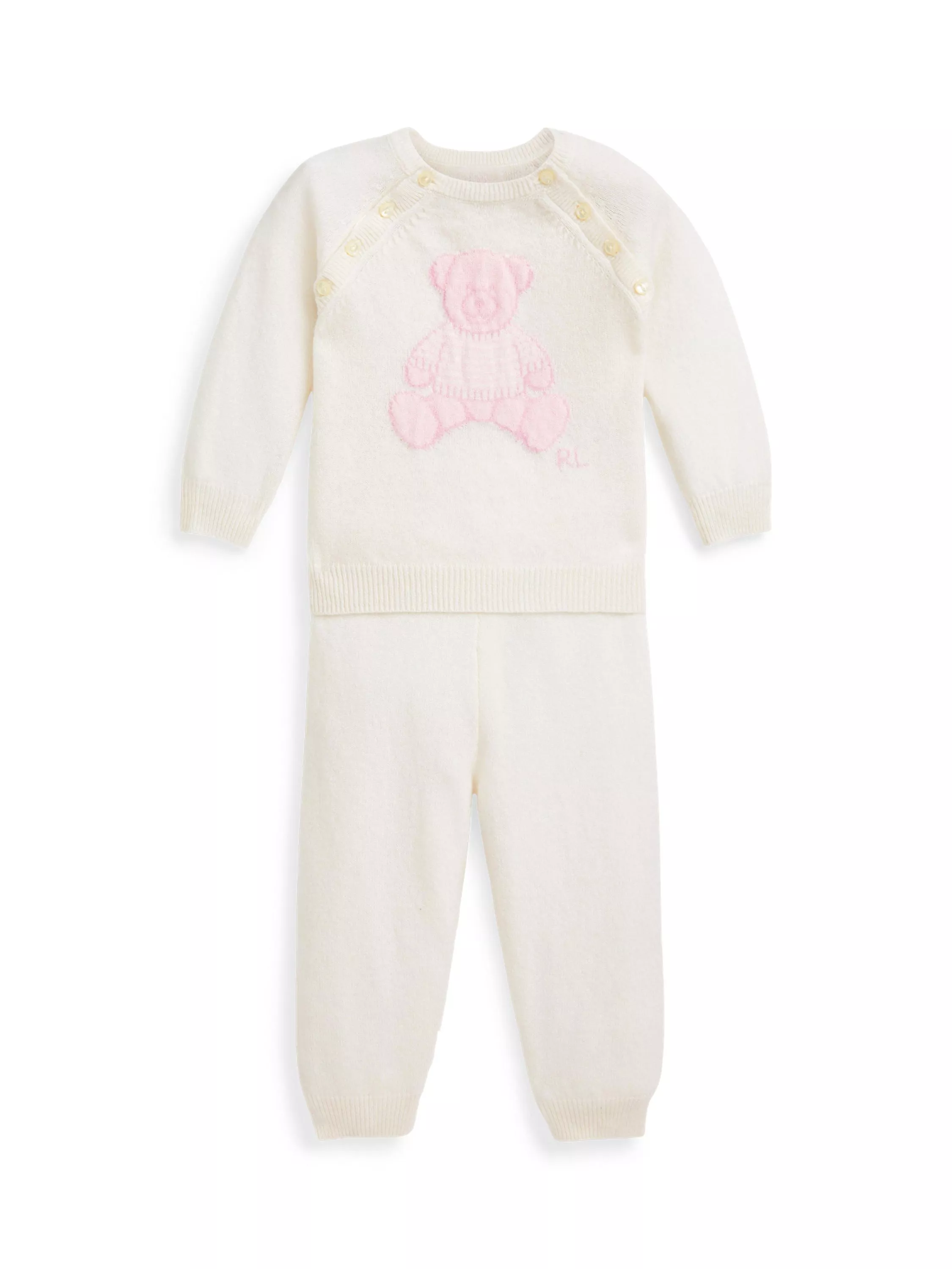 Ralph Lauren Baby Pure Cashmere Jumper and Trousers Set, Light Pink