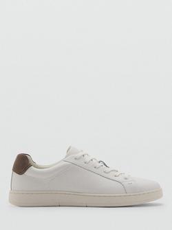 Mango Metrolea Leather Lace Up Trainers, White, White