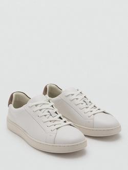 Mango Metrolea Leather Lace Up Trainers, White - view 2, White