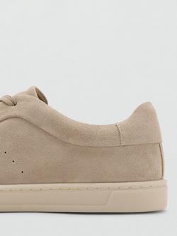 Mango Metrosue Leather Lace Up Trainers, Lt Pastel Brown - view 2, Lt Pastel Brown