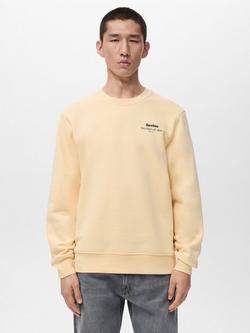 Mango Cotton Barcelona Crew Neck Sweatshirt, Yellow, Yellow