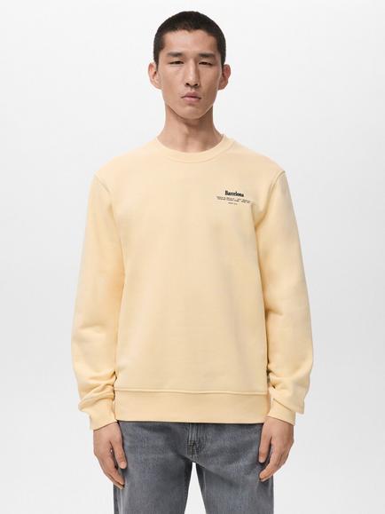 Mango Cotton Barcelona Crew Neck Sweatshirt, Yellow, Yellow