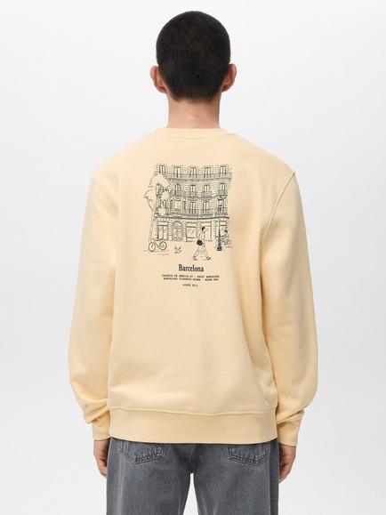 Mango Cotton Barcelona Crew Neck Sweatshirt, Yellow - view 2, Yellow