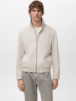 Mango Alludiaz Zip Front Sweatshirt, Pastel Brown, Pastel Brown