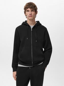 Mango Zip Up Hoodie, Black