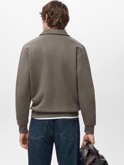 Mango Bola Cotton Blend Polo Sweatshirt - view 2, Medium Brown