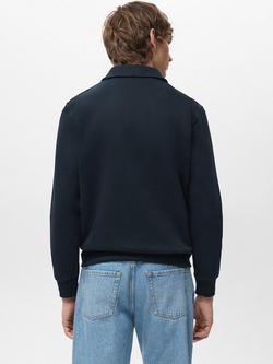 Mango Bola Cotton Blend Polo Sweatshirt - view 2, Navy