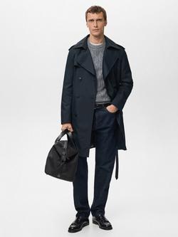Mango Tango Double Breasted Trench Coat, Navy, Navy