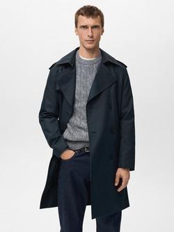 Mango Tango Double Breasted Trench Coat, Navy - view 2, Navy