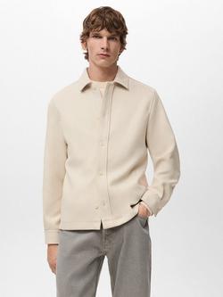 Mango Yale Wool Blend Button Down Jacket, Natural, Natural