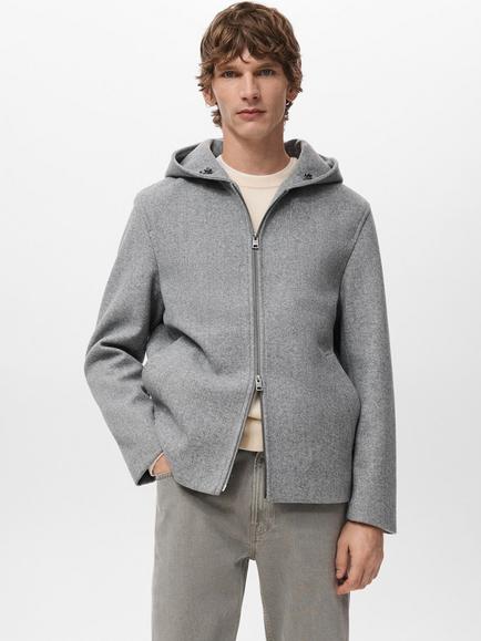 Mango Ted Hooded Utility Jacket, Pastel Grey, Pastel Grey