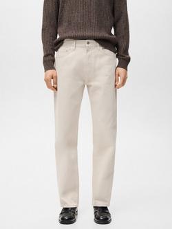 Mango Moby Cotton Denim Slim-Straight Fit Jeans, Natural White, Natural White
